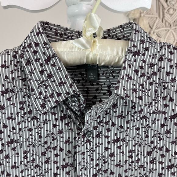 Apt. 9 women's sz. large men's Button up Floral shirt grey/blue brown Item #293 - Picture 5 of 8